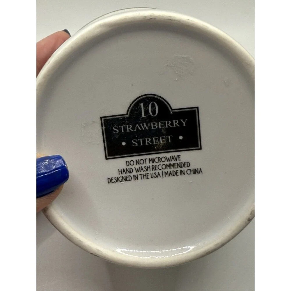 Monogram Letter S Mug 10 Strawberry Street Xmas Gold Filigree Cottagecore